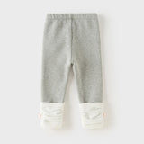 Dave&Bella Toddler Girls Light Grey/Black Dot Print Fleece-Line Versatile Leggings