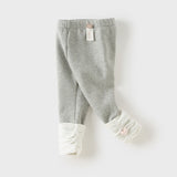 Dave&Bella Toddler Girls Light Grey/Black Dot Print Fleece-Line Versatile Leggings