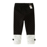 Dave&Bella Toddler Girls Light Grey/Black Dot Print Fleece-Line Versatile Leggings