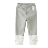 Dave&Bella Toddler Girls Light Grey/Black Dot Print Fleece-Line Versatile Leggings