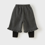 Dave&Bella Toddler Girls Grya Thickened Mock Two-Piece Design Pnats