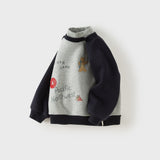 Dave&Bella Toddler Boys Light Gray Turtle Cute Bear Print Fleece Warm Cozy Sweatshirts