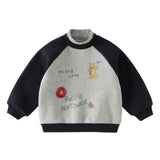 Dave&Bella Toddler Boys Light Gray Turtle Cute Bear Print Fleece Warm Cozy Sweatshirts