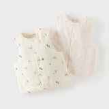 Dave&Bella Toddler Girls Pink/Beige Sweet Cute Print Soft Cozy Cotton Padded Vests