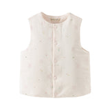 Dave&Bella Toddler Girls Pink/Beige Sweet Cute Print Soft Cozy Cotton Padded Vests