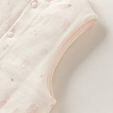 Dave&Bella Toddler Girls Pink/Beige Sweet Cute Print Soft Cozy Cotton Padded Vests
