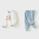 Dave&Bella Toddler Boys Blue Cute Print Cozy Soft Comfortable Pajamas