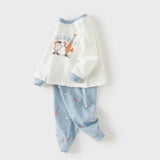 Dave&Bella Toddler Boys Blue Cute Print Cozy Soft Comfortable Pajamas