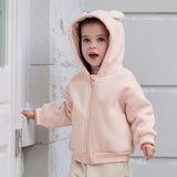 Dave&Bella Toddler Boys/Girls Yellow/Pink Hooded Cute Animal Print Fleece Soft Cozy Jackets