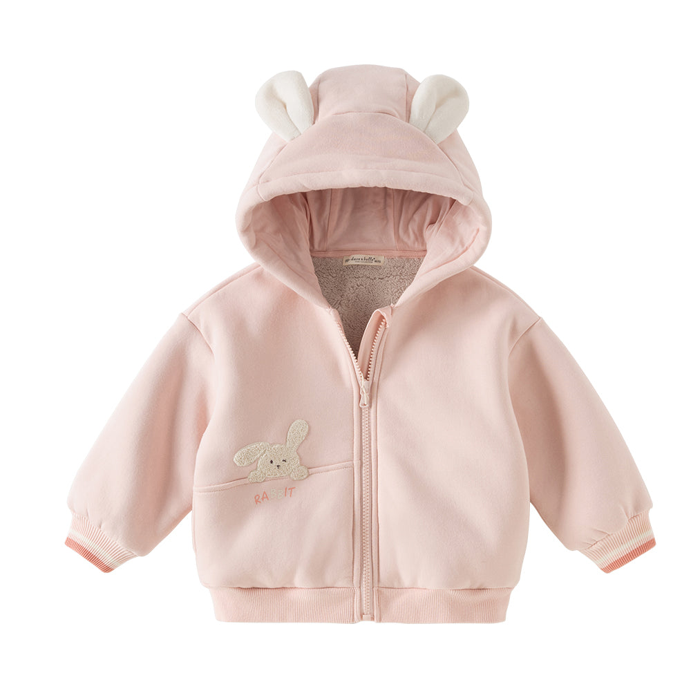 Dave&Bella Toddler Boys/Girls Yellow/Pink Hooded Cute Animal Print Fleece Soft Cozy Jackets