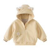Dave&Bella Toddler Boys/Girls Yellow/Pink Hooded Cute Animal Print Fleece Soft Cozy Jackets