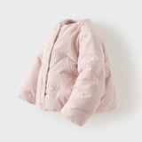Dave&Bella Toddler Girls Pink Tiny Bow Tie Puffer Lightweight Down Jackets