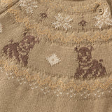 Dave&Bella Toddler Girls/Boys Khaki/Purple Pink Cute Animals Jacquard Soft Cozy Sweaters