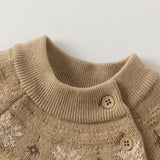 Dave&Bella Toddler Girls/Boys Khaki/Purple Pink Cute Animals Jacquard Soft Cozy Sweaters