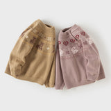 Dave&Bella Toddler Girls/Boys Khaki/Purple Pink Cute Animals Jacquard Soft Cozy Sweaters