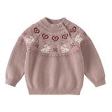 Dave&Bella Toddler Girls/Boys Khaki/Purple Pink Cute Animals Jacquard Soft Cozy Sweaters