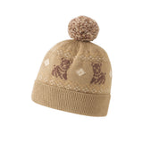 Dave&Bella Toddler Girls/Boys Khaki/Purple Pink Cute Animals Jacquard Soft Cozy Hats