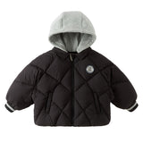 Dave&Bella Toddler Boys Black Classic Hooded Warm Comfortable Puffer Down Jackets