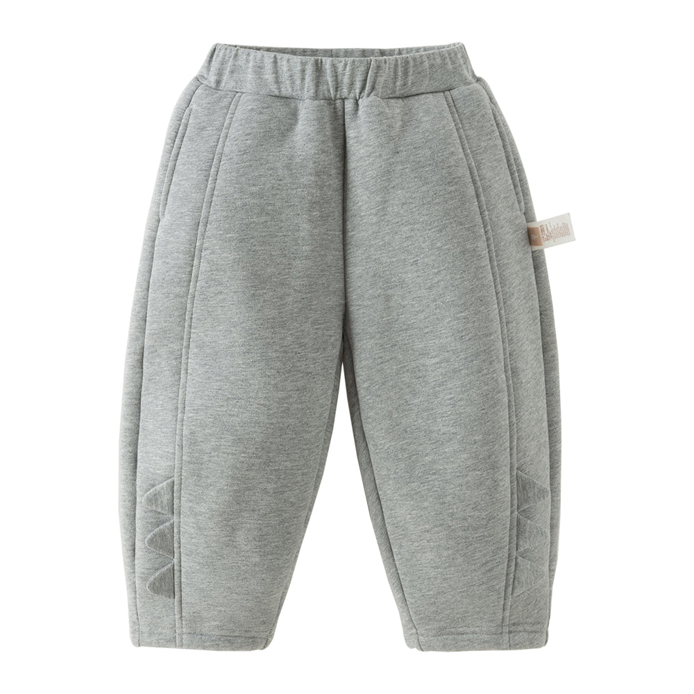 Dave&Bela Toddler Boys Gray Simple Fleece Thickened Warm Cozy Jogger Pants