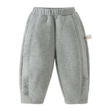Dave&Bela Toddler Boys Gray Simple Fleece Thickened Warm Cozy Jogger Pants