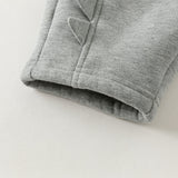 Dave&Bela Toddler Boys Gray Simple Fleece Thickened Warm Cozy Jogger Pants
