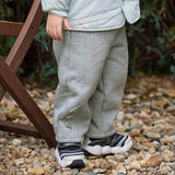 Dave&Bela Toddler Boys Gray Simple Fleece Thickened Warm Cozy Jogger Pants