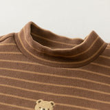 Dave&Bella Toddler Boys Yellow/Brown Striped Turtle Fleece Versatile T-shirts