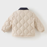 Dave&Bella Toddler Boys Apricot Turndown Collar Simple Versatile Padded Jackets