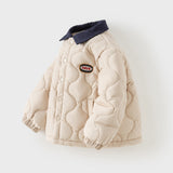 Dave&Bella Toddler Boys Apricot Turndown Collar Simple Versatile Padded Jackets