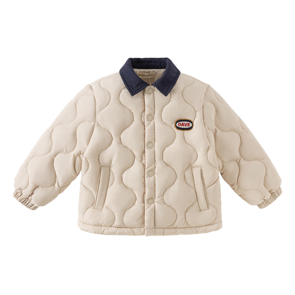 Dave&Bella Toddler Boys Apricot Turndown Collar Simple Versatile Padded Jackets