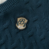 Dave&Bella Toddler Boys Dark Navy Turndown Collar Soft Cozy Preppy Sweaters