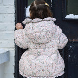 Dave&Bella Toddler Girls  Purple/Orange Sweet Floral Print Hooded Puffer Down Coats
