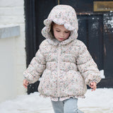 Dave&Bella Toddler Girls  Purple/Orange Sweet Floral Print Hooded Puffer Down Coats