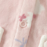 Dave&Bella Toddler Girls Pink Sweet Bow Tie Print Hooded Fleece Soft Cozy Skin-friendly Pajamas