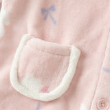 Dave&Bella Toddler Girls Pink Sweet Bow Tie Print Hooded Fleece Soft Cozy Skin-friendly Pajamas