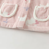 Dave&Bella Toddler Girls Pink Sweet Bow Tie Print Hooded Fleece Soft Cozy Skin-friendly Pajamas