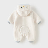 Dave&Bella Baby Girls/Boys Light Pink/White Cute Animals Hooded Soft Cotton Rompers