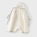 Dave&Bella Baby Girls/Boys Light Pink/White Cute Animals Hooded Soft Cotton Rompers