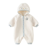Dave&Bella Baby Girls/Boys Light Pink/White Cute Animals Hooded Soft Cotton Rompers