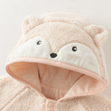 Dave&Bella Baby Girls/Boys Light Pink/White Cute Animals Hooded Soft Cotton Rompers