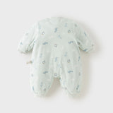 Dave&Bella Baby Boys Blue Cute Penguin Print Thickened Comfortable Cotton Rompers
