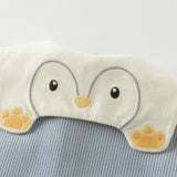 Dave&Bella Baby Boys Grey Blue Doll Collar Cute Penguin Print Breathable Comfortable Rompers