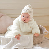 Dave&Bella Winter Baby Girls White Fleece Cozy Soft Cotton Thickened Rompers