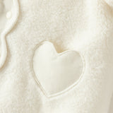 Dave&Bella Winter Baby Girls White Fleece Cozy Soft Cotton Thickened Rompers