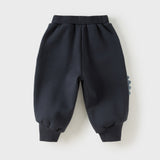 Dave&Bela Toddler Boys/Girls Navy/Purple Cute Dinosaur Fleece Warm Cozy Jogger Pants