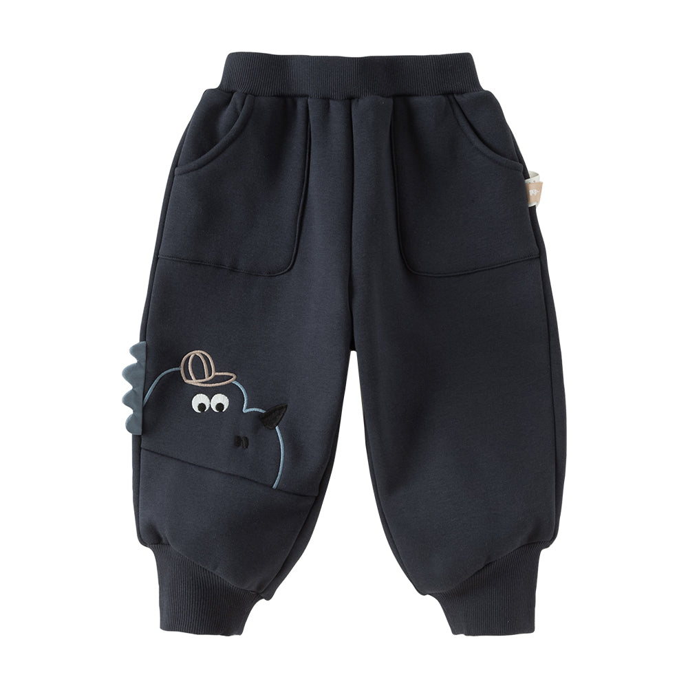 Dave&Bela Toddler Boys/Girls Navy/Purple Cute Dinosaur Fleece Warm Cozy Jogger Pants