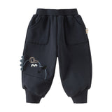 Dave&Bela Toddler Boys/Girls Navy/Purple Cute Dinosaur Fleece Warm Cozy Jogger Pants