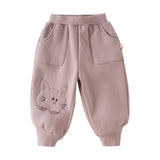 Dave&Bela Toddler Boys/Girls Navy/Purple Cute Dinosaur Fleece Warm Cozy Jogger Pants