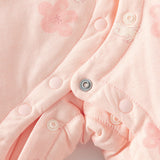 Dave&Bella Toddler Girls Red/Pink Doll Collar Sweet Cute Rabbit Print Soft Cozy Cotton Comfortable Rompers