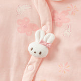 Dave&Bella Toddler Girls Red/Pink Doll Collar Sweet Cute Rabbit Print Soft Cozy Cotton Comfortable Rompers